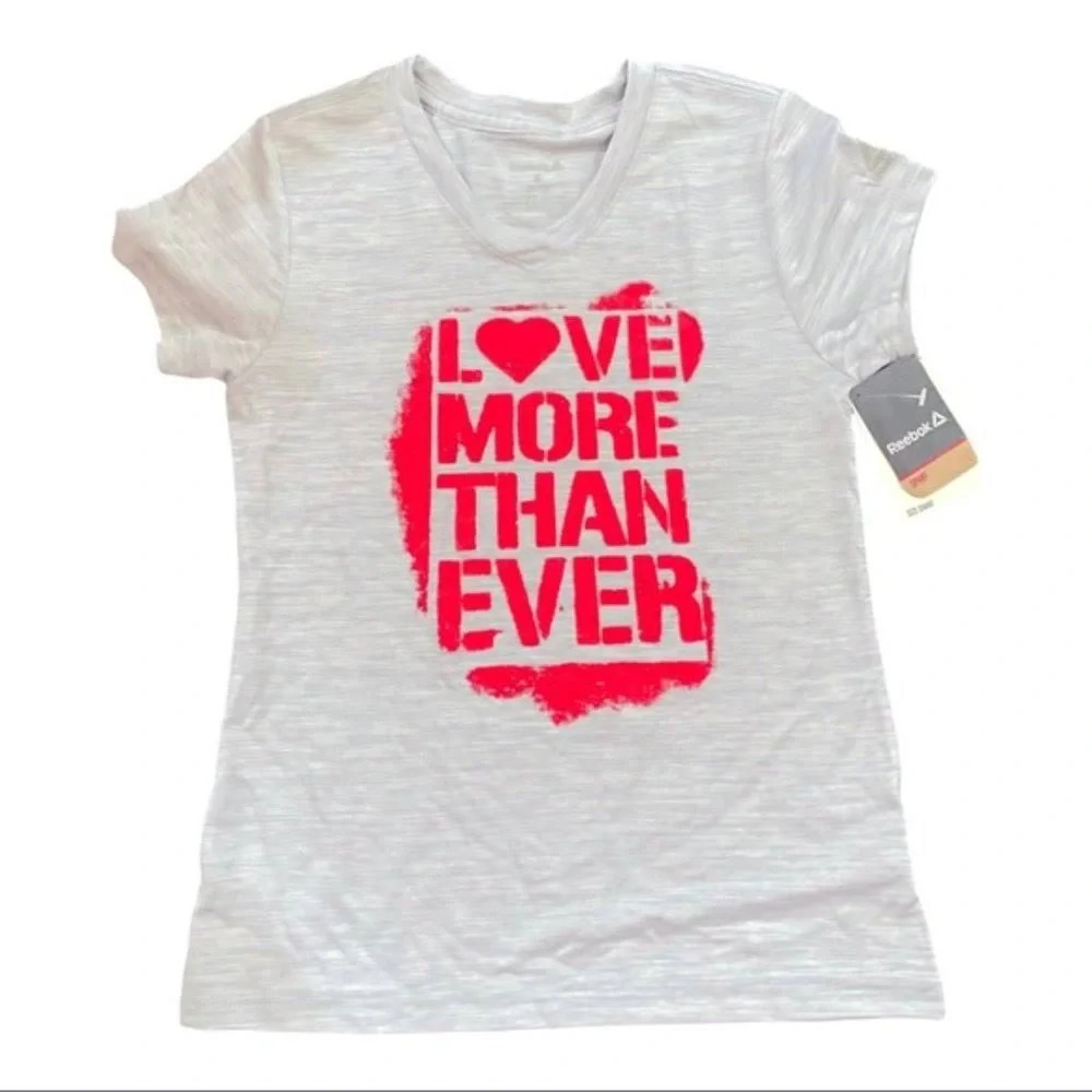 Girls Reebok "Love More Than Ever" T-Shirt Athletic Sports - Picture 2 of 2